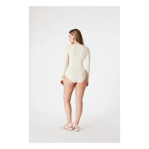 Icon - Claudia Organic Cotton Ribbed Bodysuit | Ecru