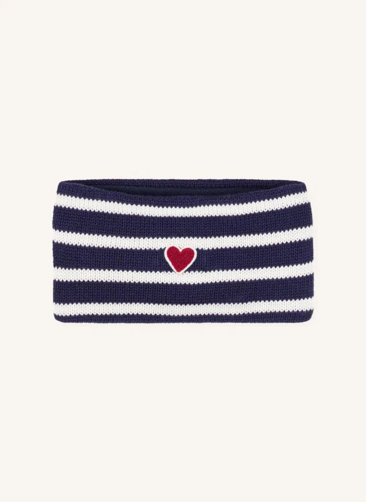 Petit Bateau - Striped Organic Cotton Baby Neck Warmer | Night Blue