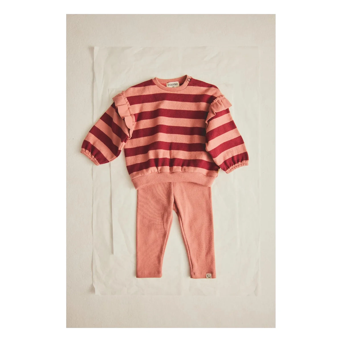 Cozmo - Denia Striped Ruffled Sweater | Bordeaux