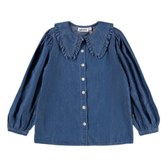 Molo - Robbin Denim Collared Blouse Organic Cotton | Blue