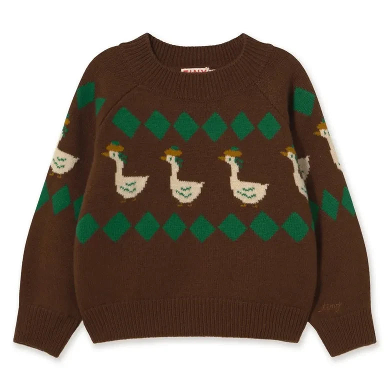 Tinycottons - "Geese" Wool Sweater | Brown
