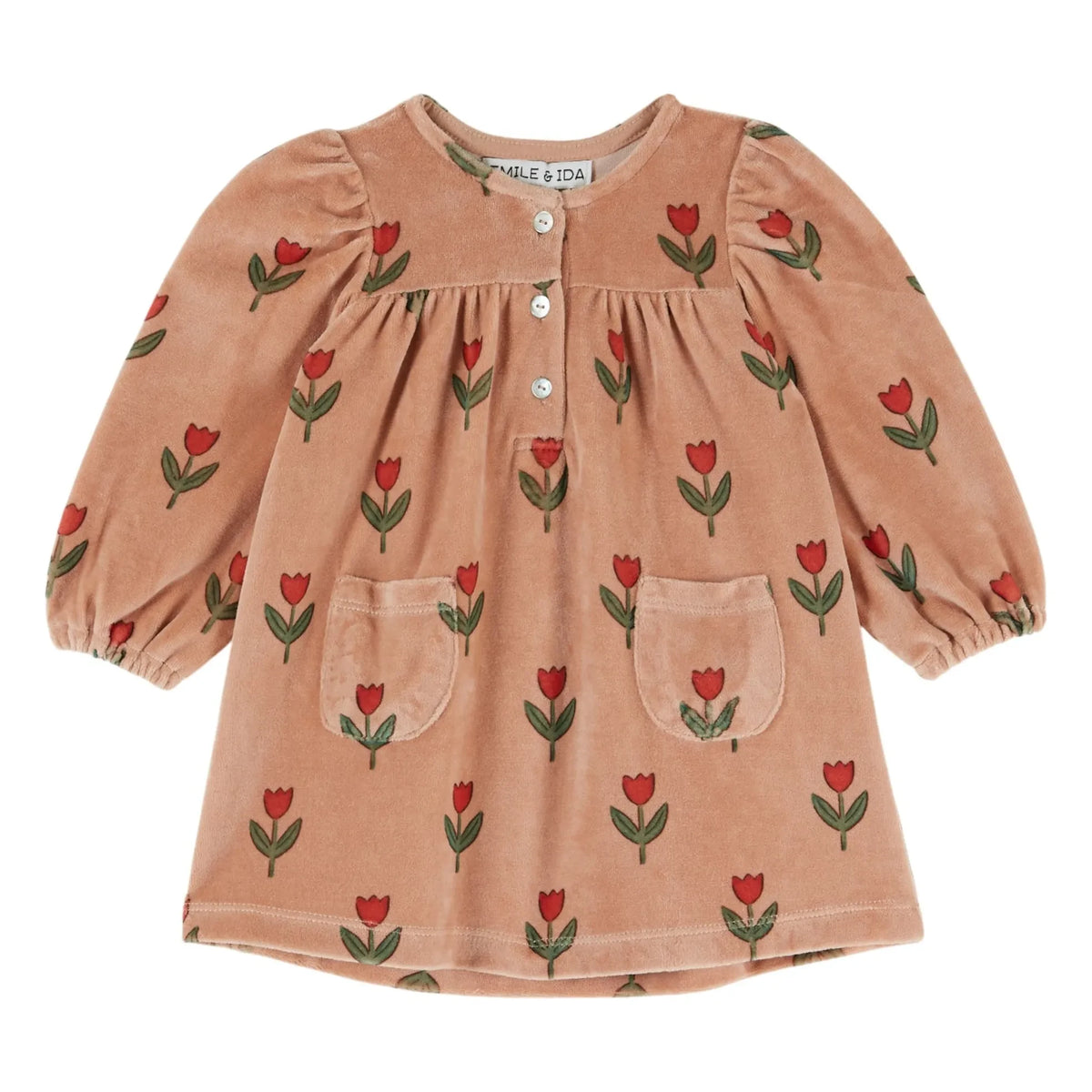 Emile et Ida - Organic Cotton Velvet Tulip Dress | Pink