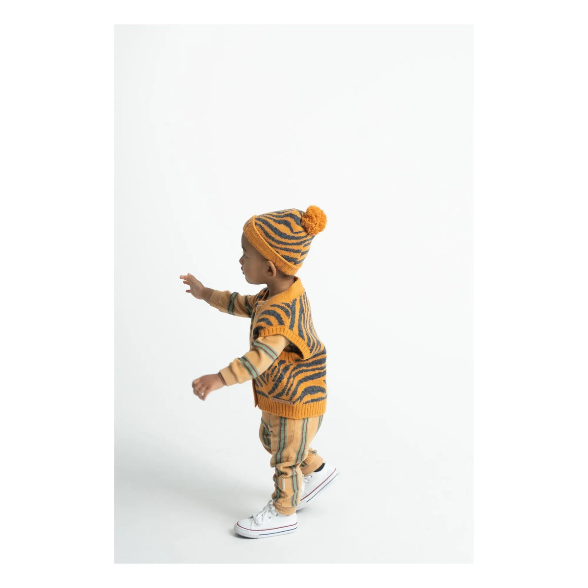 Piupiuchick - Striped Organic Cotton Terry Romper | Yellow