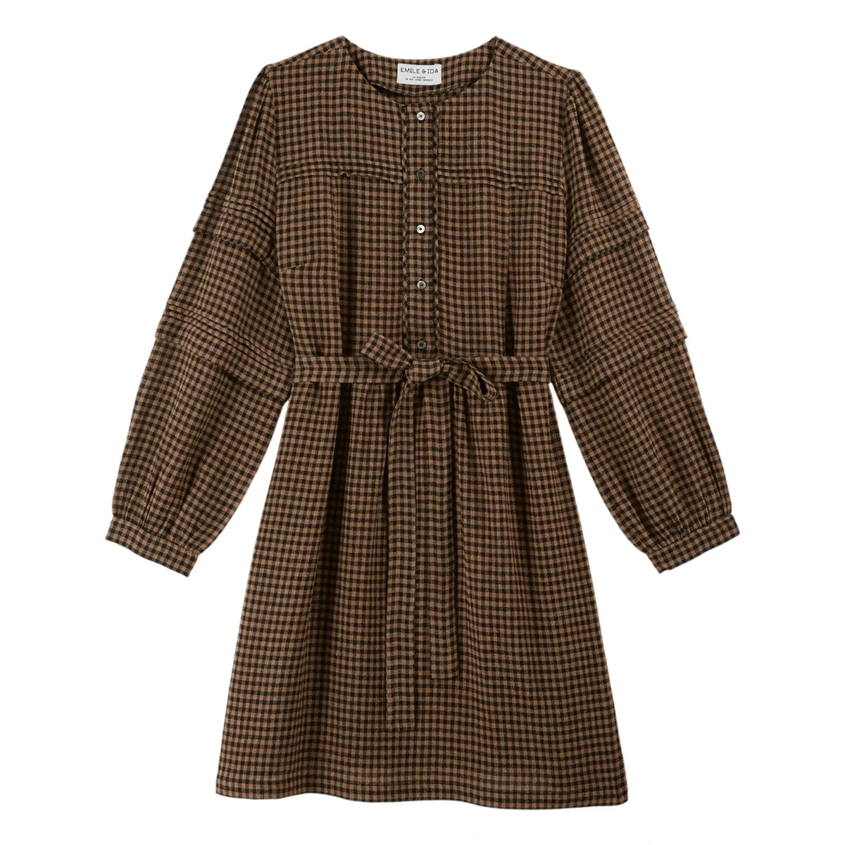 Emile et Ida - Célestine Vichy Dress | Brown