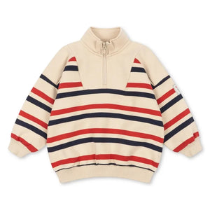 Konges Sløjd - Loupy Striped Organic Cotton Zip-Up Sweatshirt | Ecru