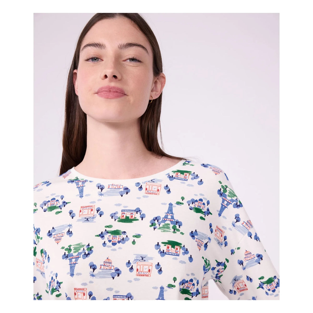Petit Bateau - Eiffel Tower Organic Cotton Pajama | White