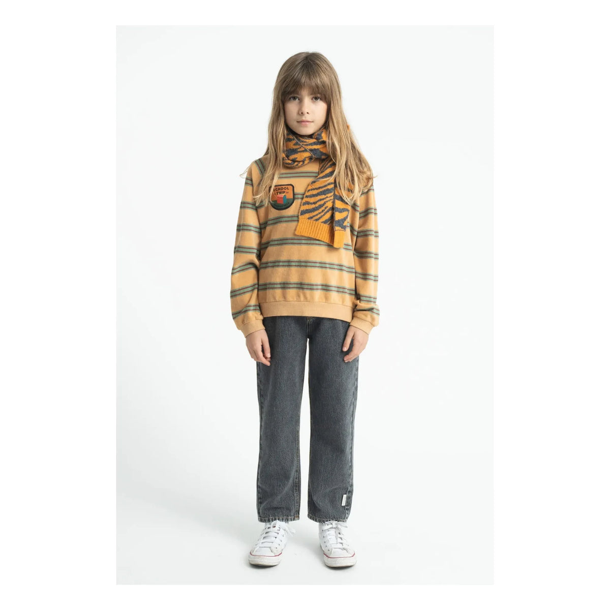 Piupiuchick - Striped Organic Cotton Sweatshirt | Yellow