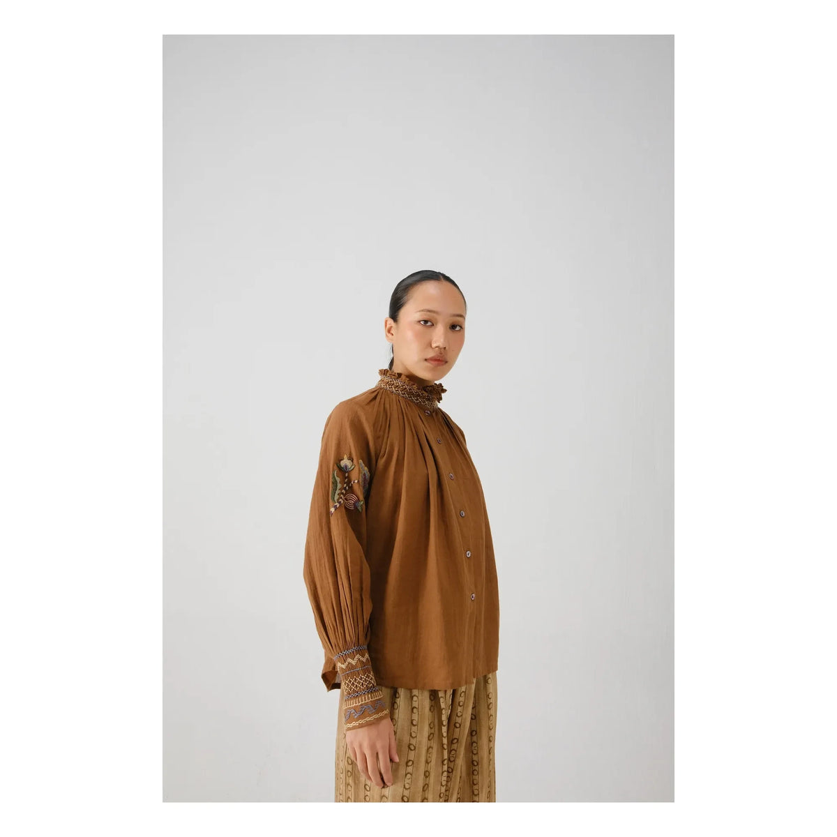 CORD - Farmer Bloom Embroidered Blouse | Dusty Pink