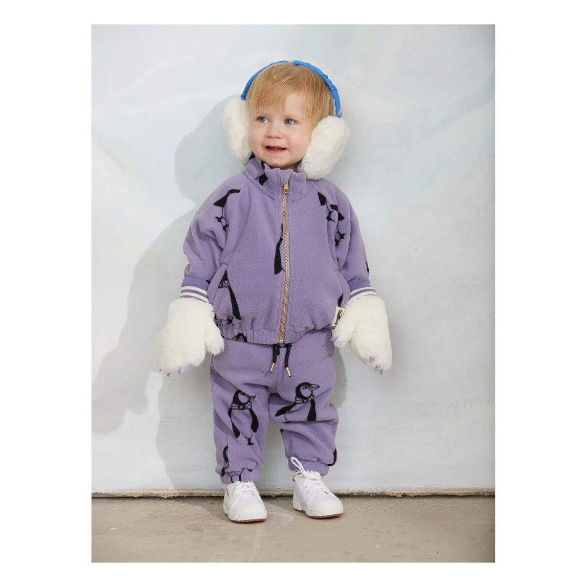 Mini Rodini - Jogger Penguins Recycled Fibre | Purple
