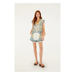 Farm Rio - Emily Floral Cotton Shorts | White