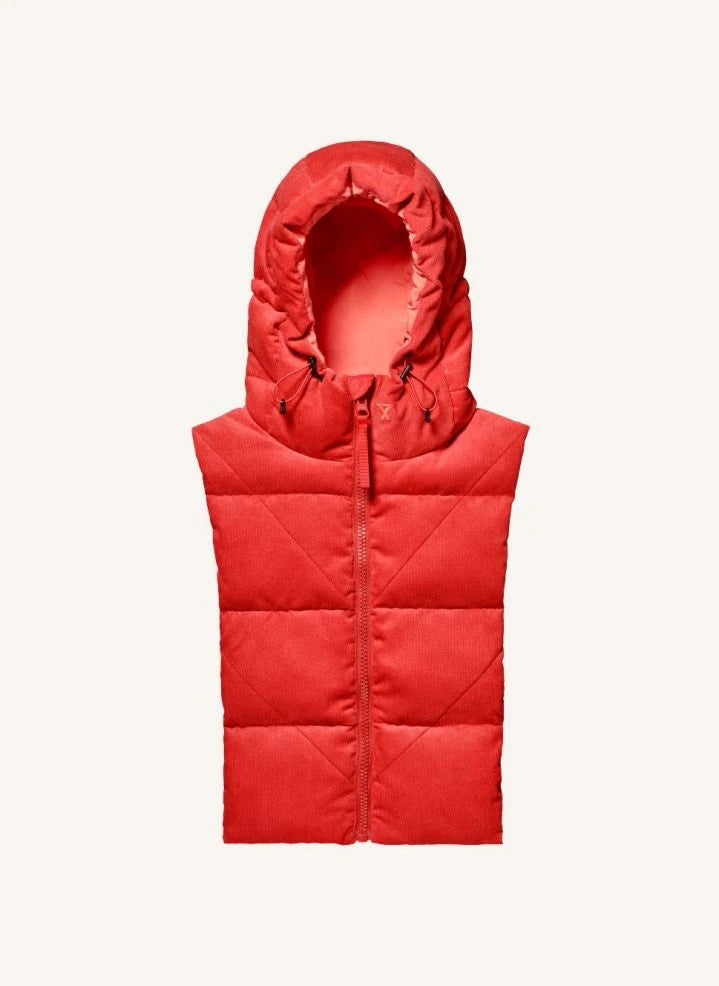Fudoon - Reversible Velvet Hooded Puffer Jacket | Coral