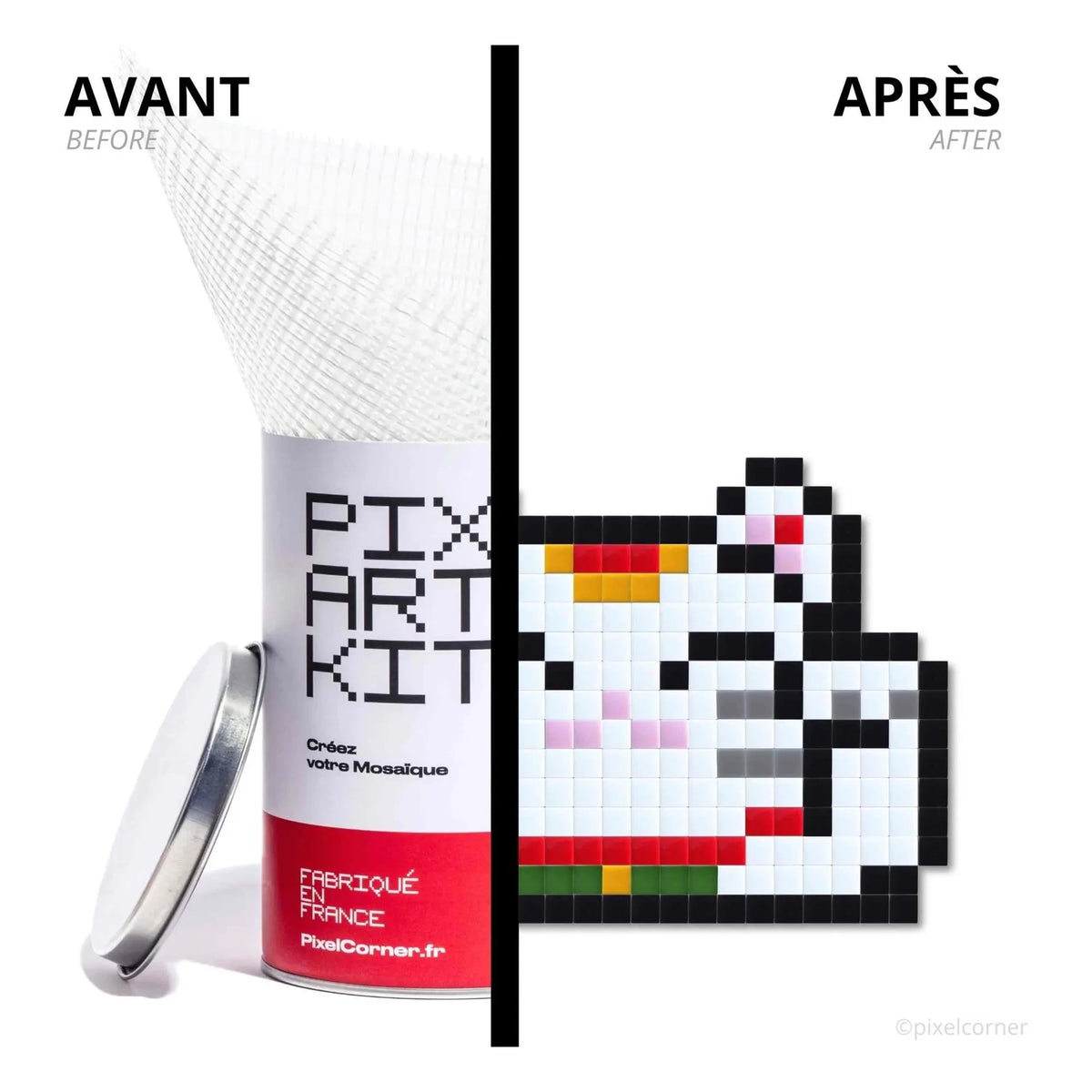 Pixel Corner - Pixel Art Kit - Lucky Cat | White