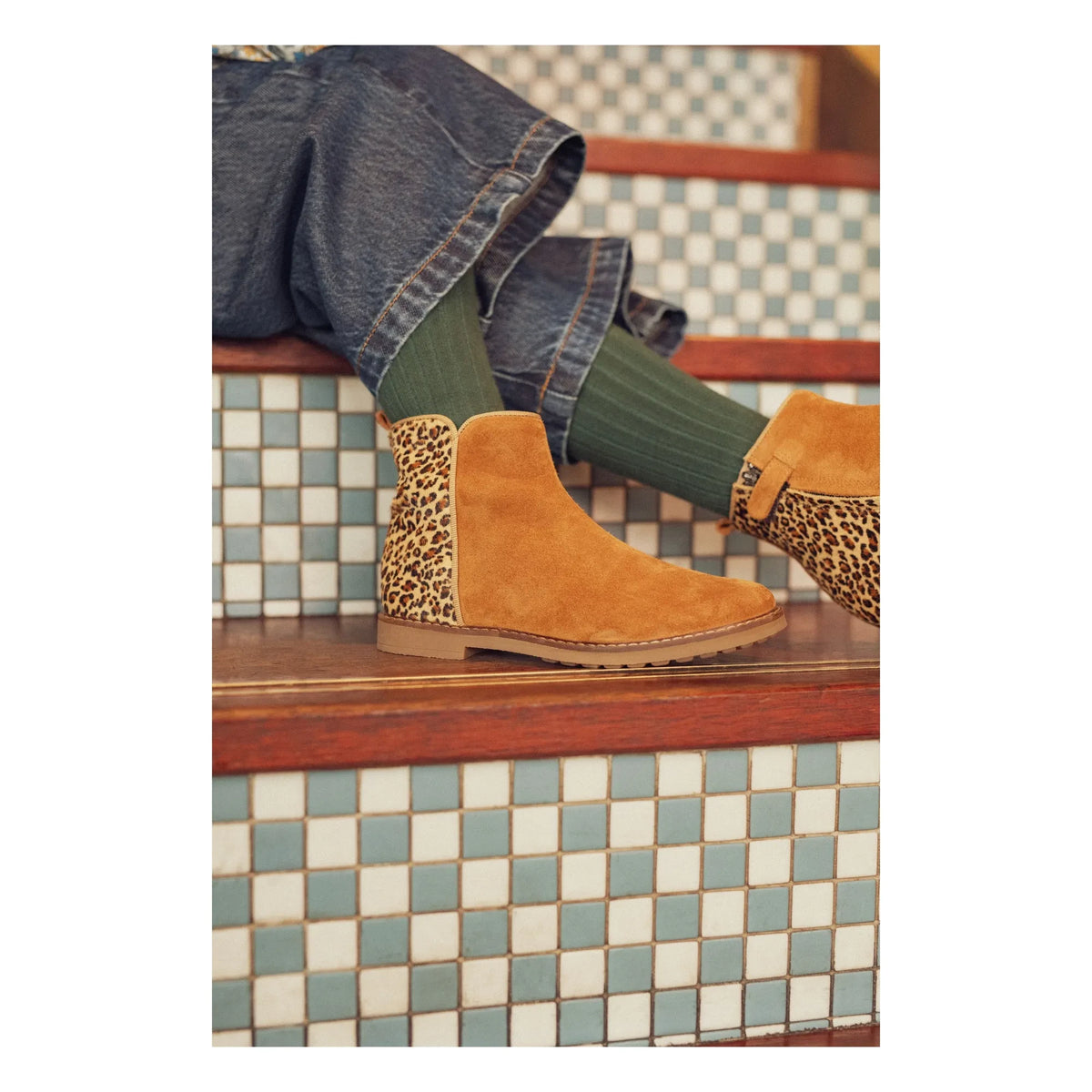 Pom d'Api - Trip Back Velvet Leopard Boots | Beige