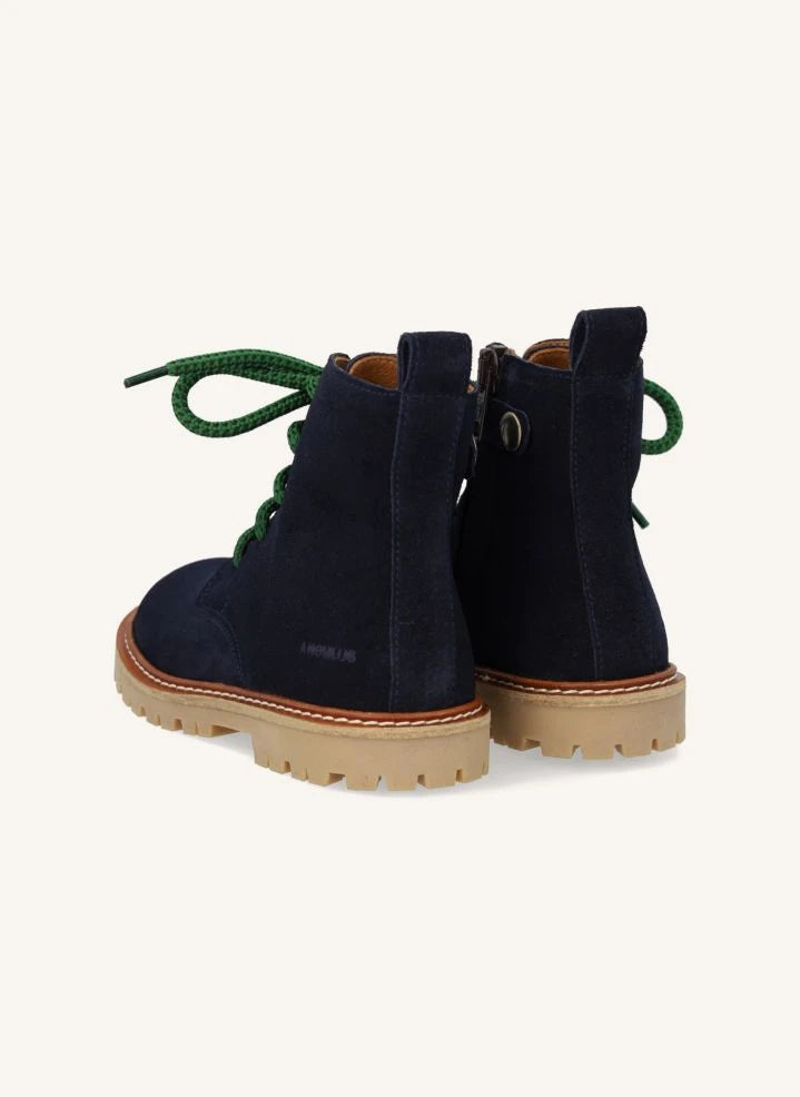 Angulus - Lace-Up Suede Boots | Navy