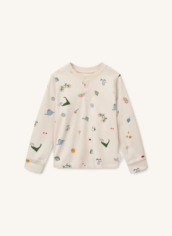Liewood - Wilhelm Organic Cotton Animal Pattern Pajamas | Sand