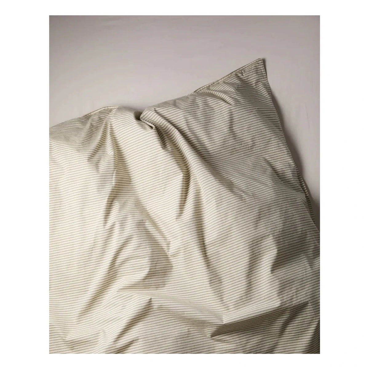 Suite 702 - Organic Percale Striped Duvet Cover - Olive-Cream | Olive