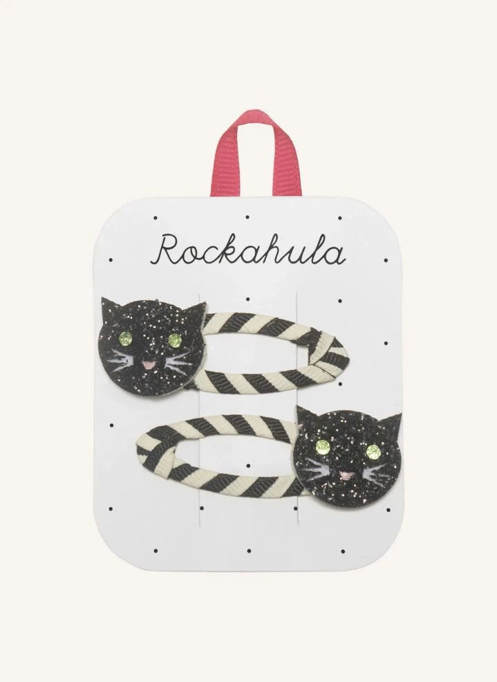 Rockahula Kids - 2 Striped Cat Hair Clip Set | Black