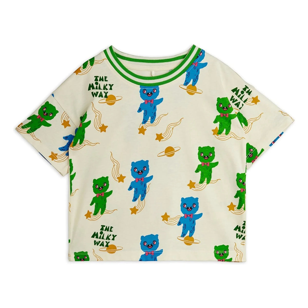 Mini Rodini - Aliens Organic Cotton T-Shirt | Ecru