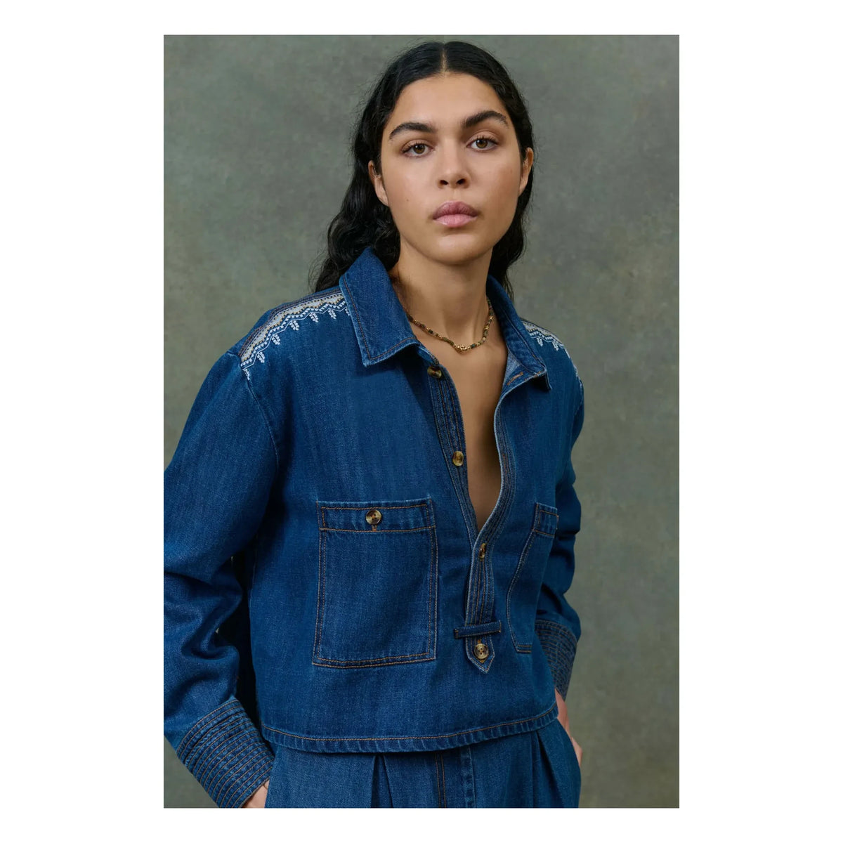 Louise Misha - Ylayana Denim Shirt - Women's Collection | Blue