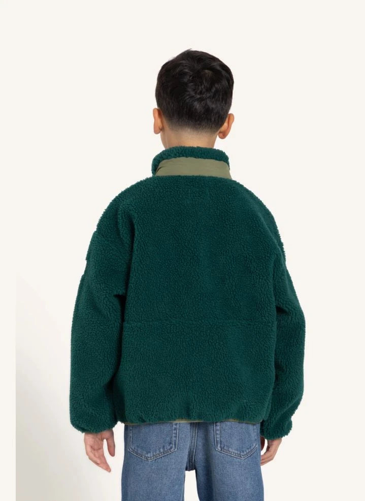 Finger in the nose - Paulo Bi-Material Sherpa Jacket | Green