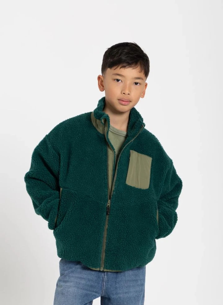 Finger in the nose - Paulo Bi-Material Sherpa Jacket | Green
