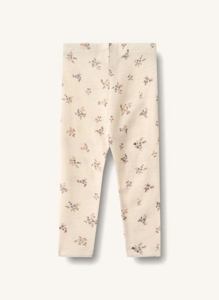 Wheat - Agi Floral Print Tights Merino Wool | Ivory