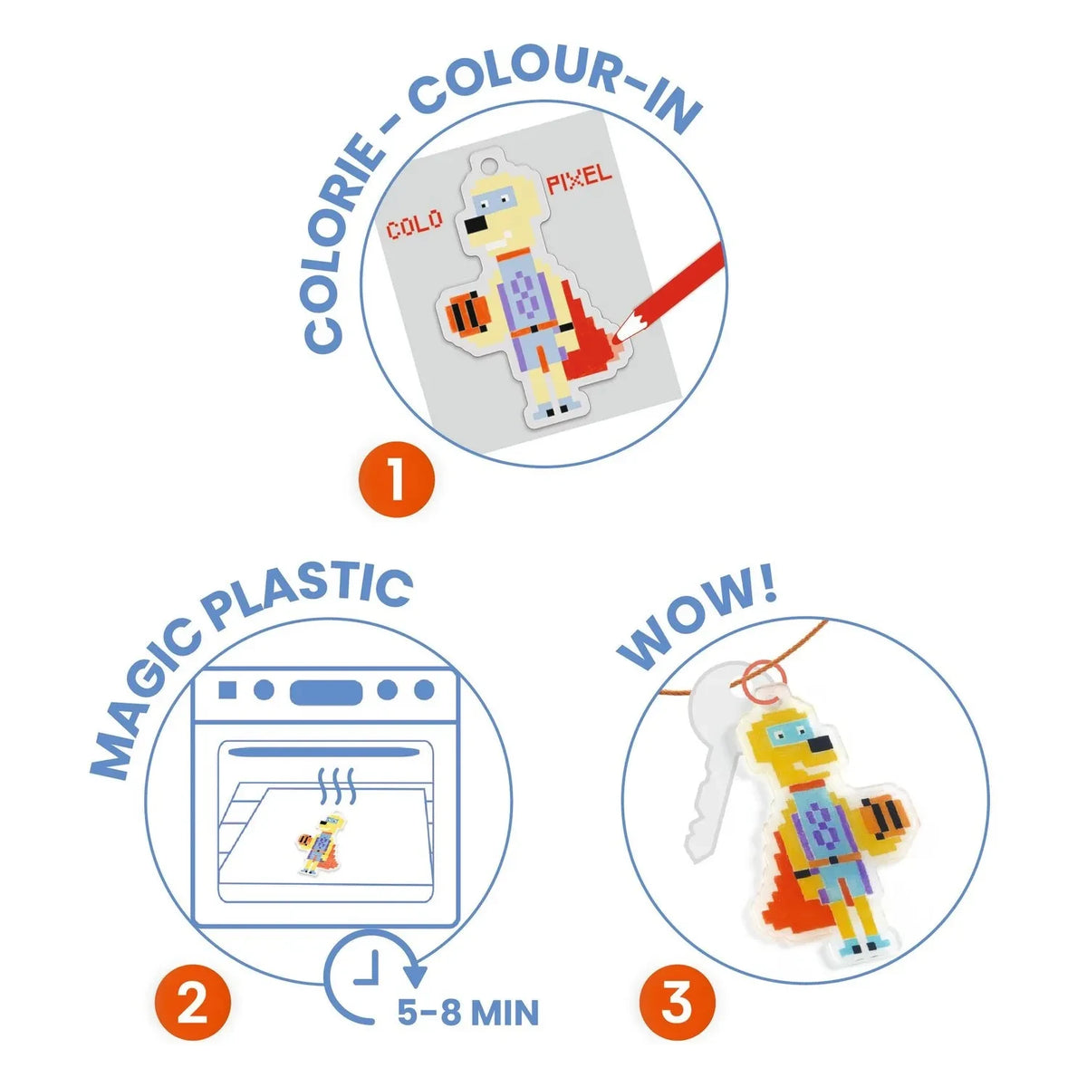 Djeco - DIY Kit - Pixel Art Hero Keychains