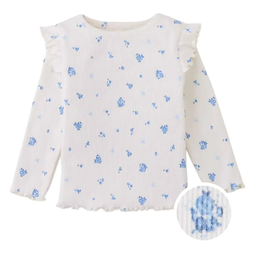 Gingersnaps - Drusilla Floral Ribbed Baby T-Shirt | Ecru