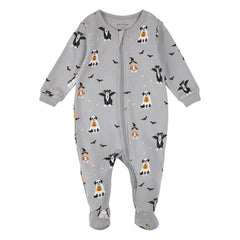Petit Lem - Organic Cotton Halloween Footed Pajamas | Gray