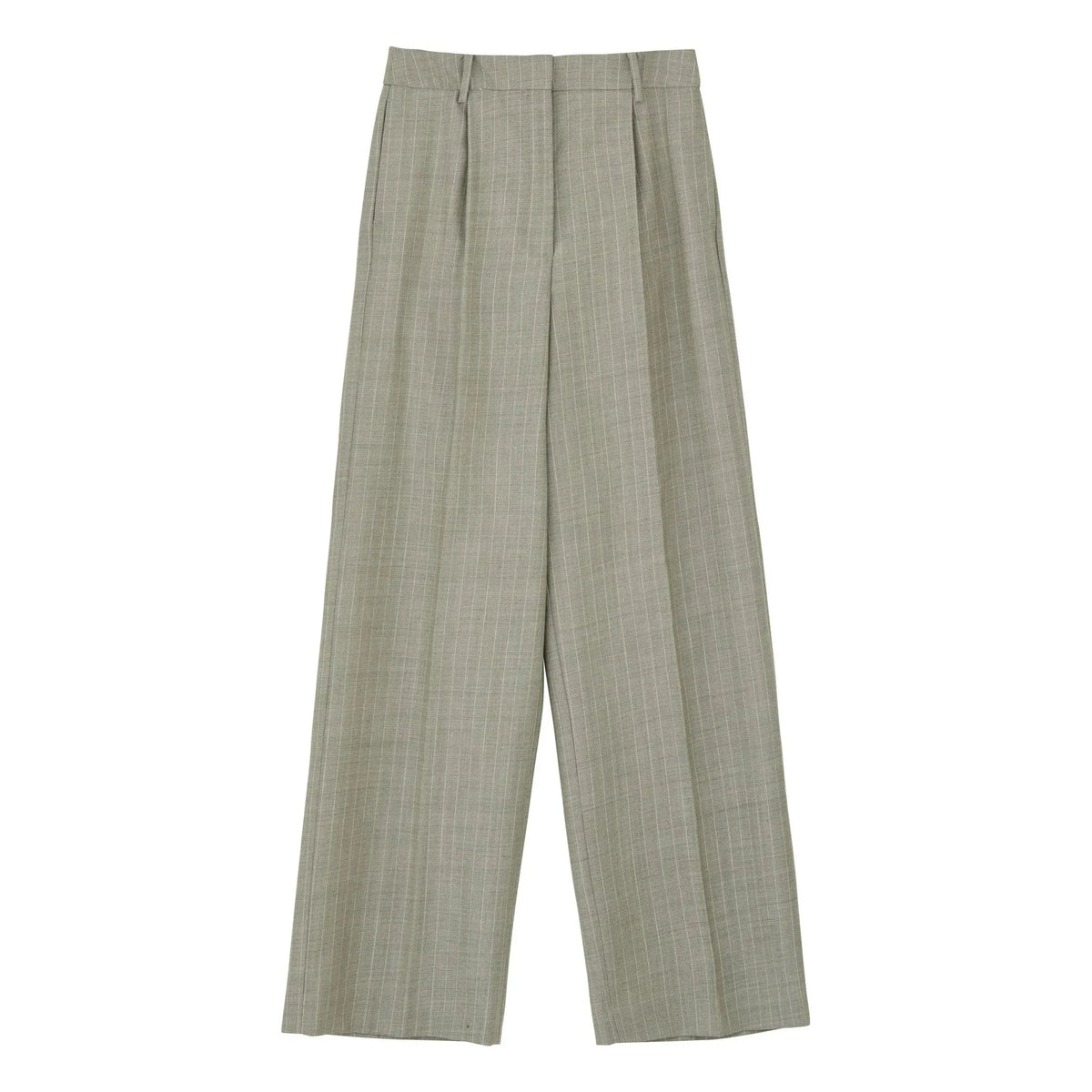 Skall Studio - Thom Striped Wool Trousers | Light Grey