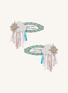 Mimi & Lula - Set of 2 Rainy Cloud Bows | Green