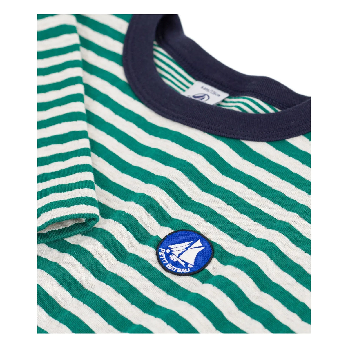 Petit Bateau - Organic cotton striped logo T-shirt | Green