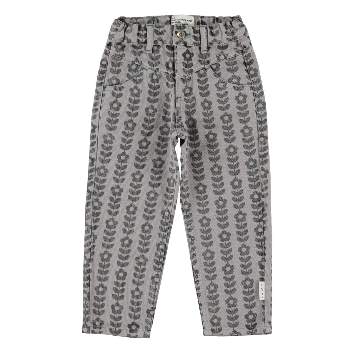 Piupiuchick - Organic Cotton Floral Print Trousers | Gray