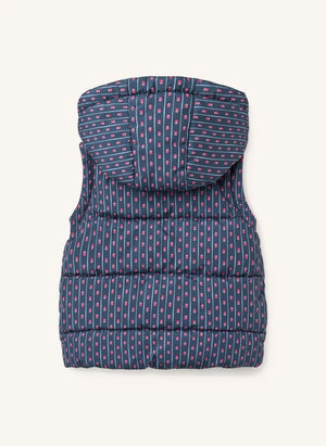 Copenhagen Colors - 2-in-1 Down Jacket with Removable Sleeves, Floral Pattern | Navy