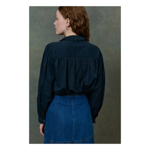 Louise Misha - Cora Organic Cotton Voile Blouse - Women's Collection | Black
