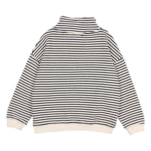 Búho - Striped Trucker Neck Sweater | Dark Blue