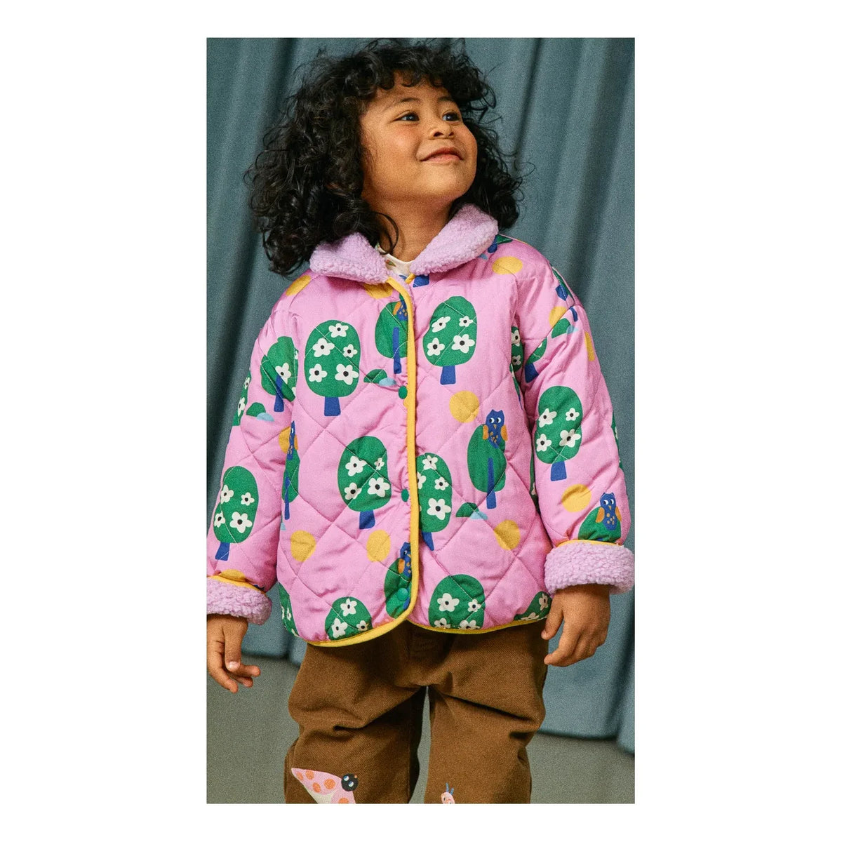 Petit Stella - Reversible Owl Sherpa Jacket | Pink