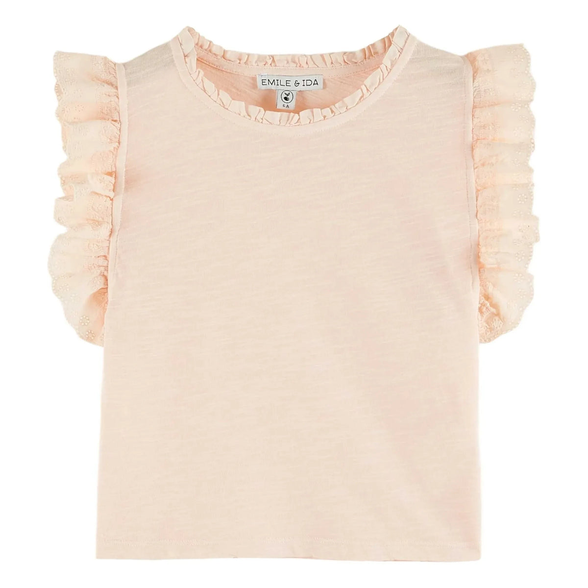 Emile et Ida - Organic Cotton Ruffled T-Shirt | Peach