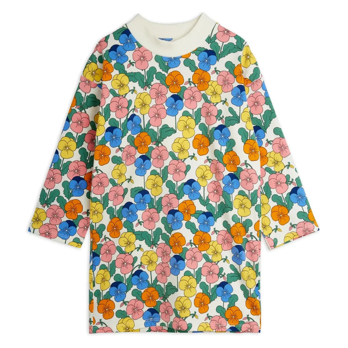 Mini Rodini - Organic Cotton Flower Dress | Cream
