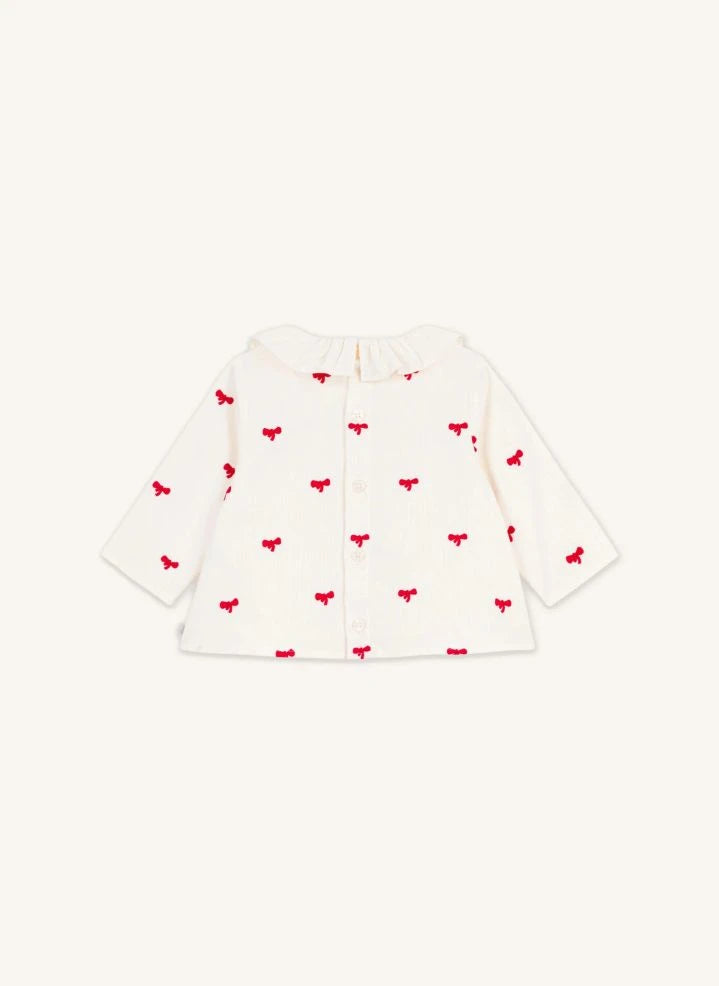 Petit Bateau - Organic Cotton Velour Knotted Blouse | Ecru