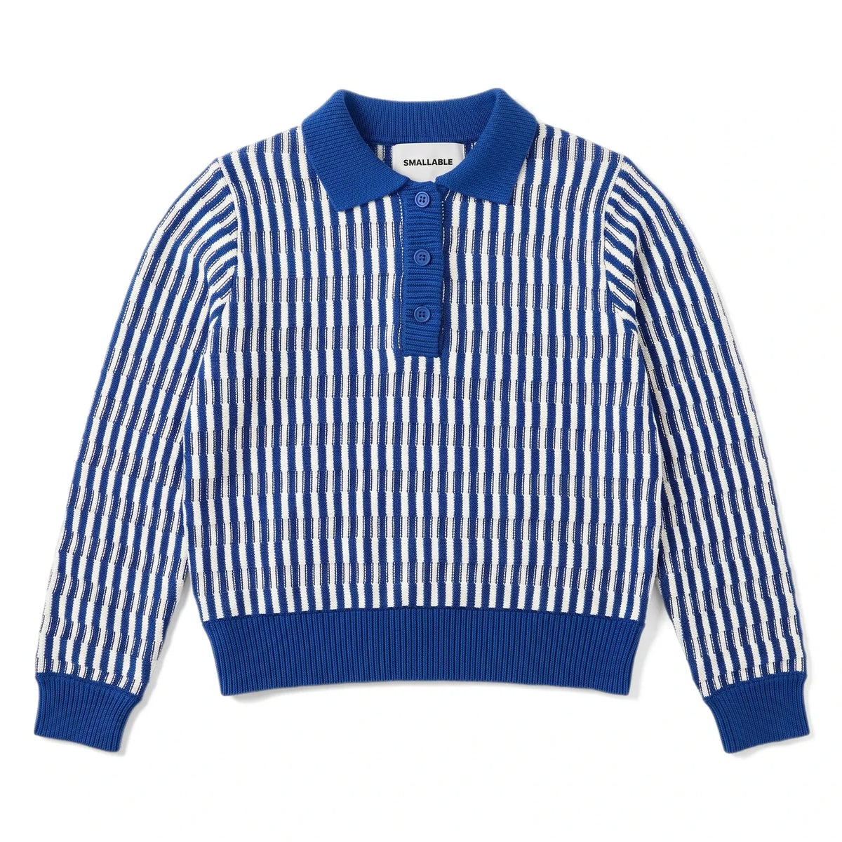 Smallable Kid - Zia Striped Polo Neck Sweater | Electric Blue