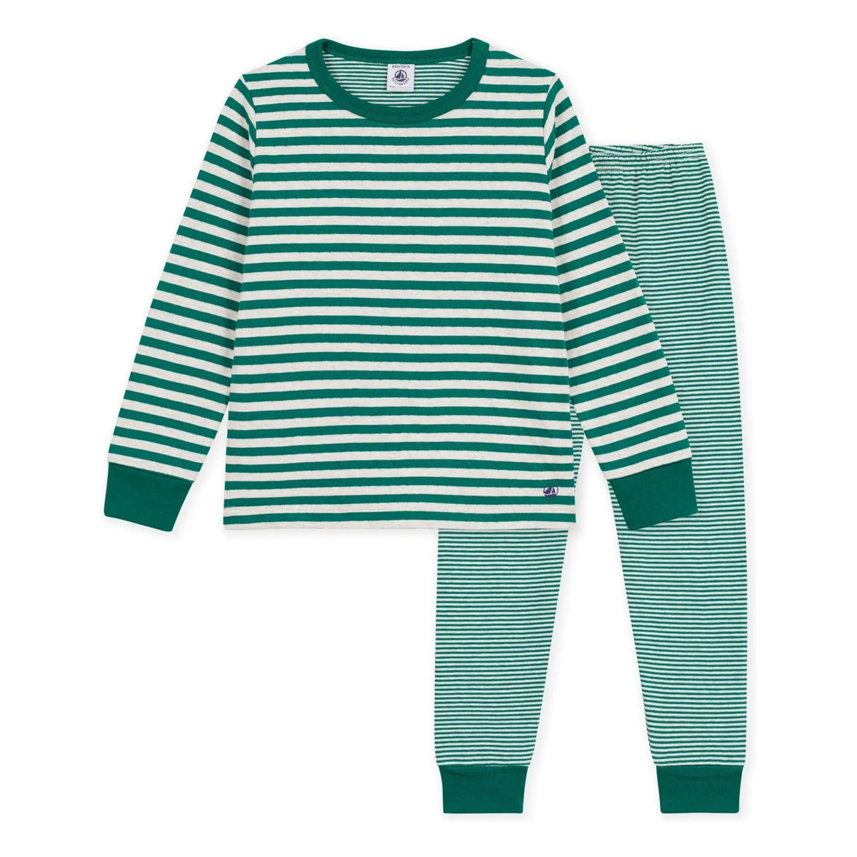 Petit Bateau - Striped organic cotton pajamas | Green