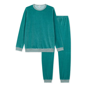 Petit Bateau - Uni Velvet Pajamas | Forest Green