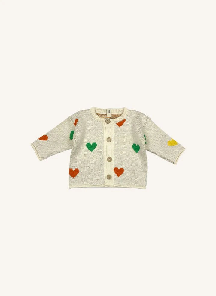 Bayiri - Cardigan Lovely Cœurs Organic Cotton | Ecru