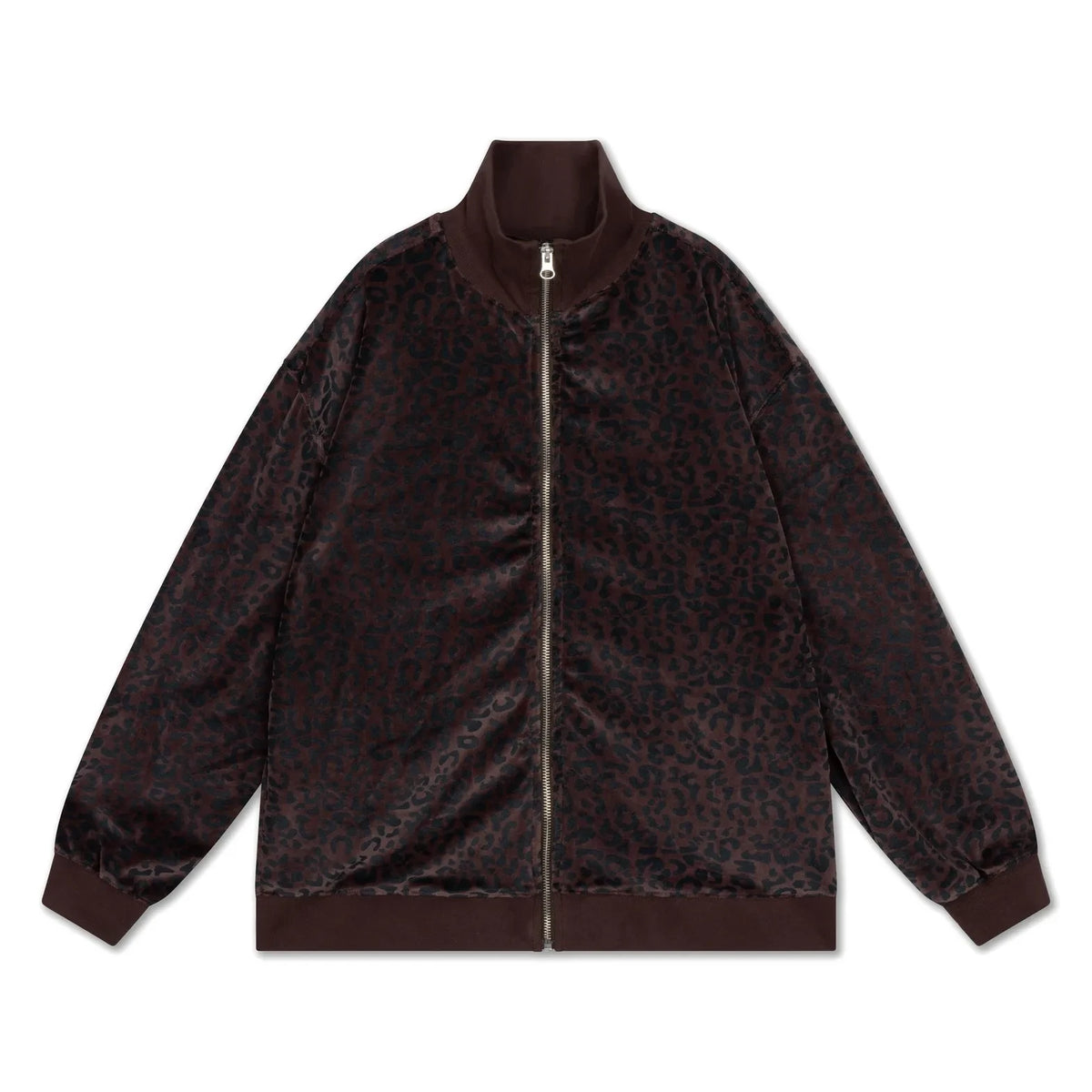 Repose AMS - Organic Cotton Leopard Print Zippered Sweatshirt | Brown