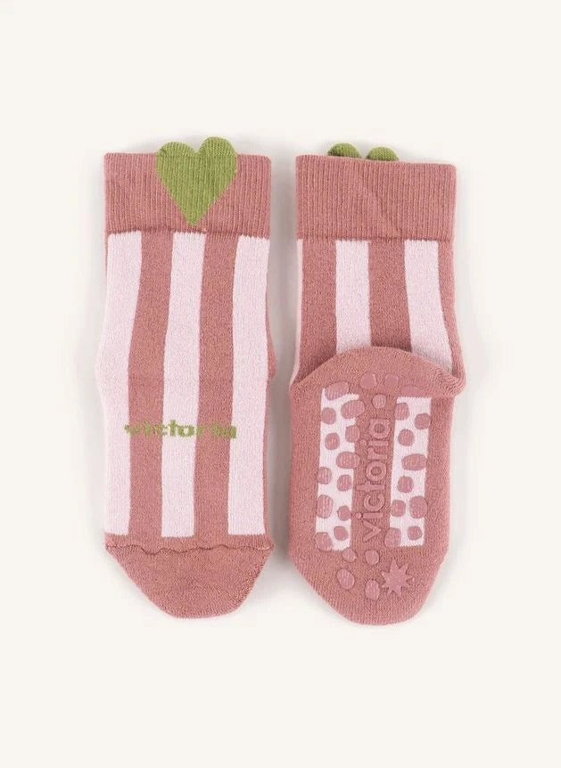 Victoria - Heart-Patterned Non-slip Socks | Pink
