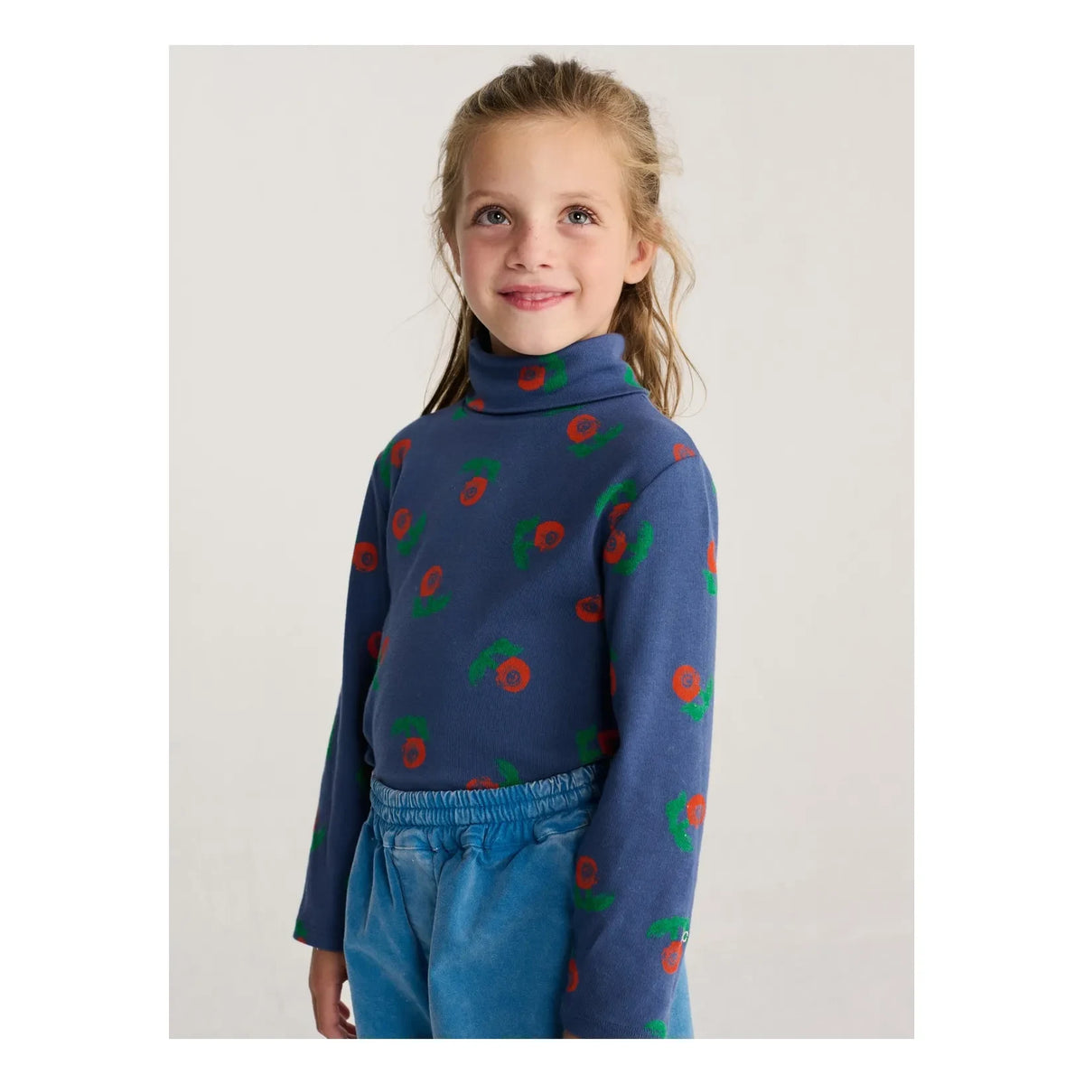 Bobo Choses - Organic cotton floral patterned turtleneck | Navy