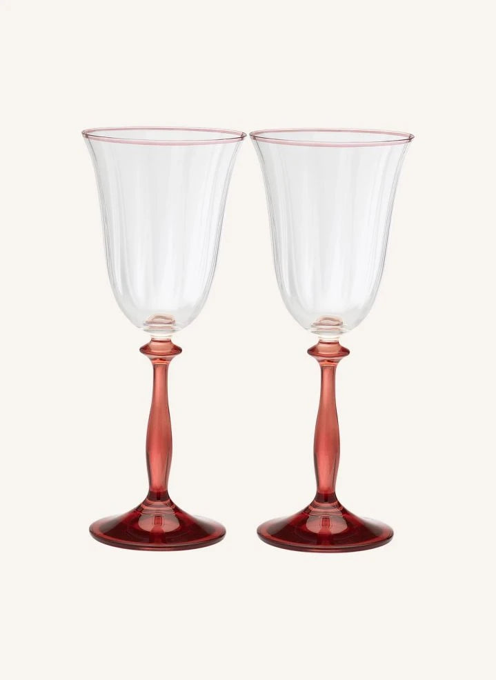 Anna + Nina - Ruby Optic Glass Set - 2-piece | Red