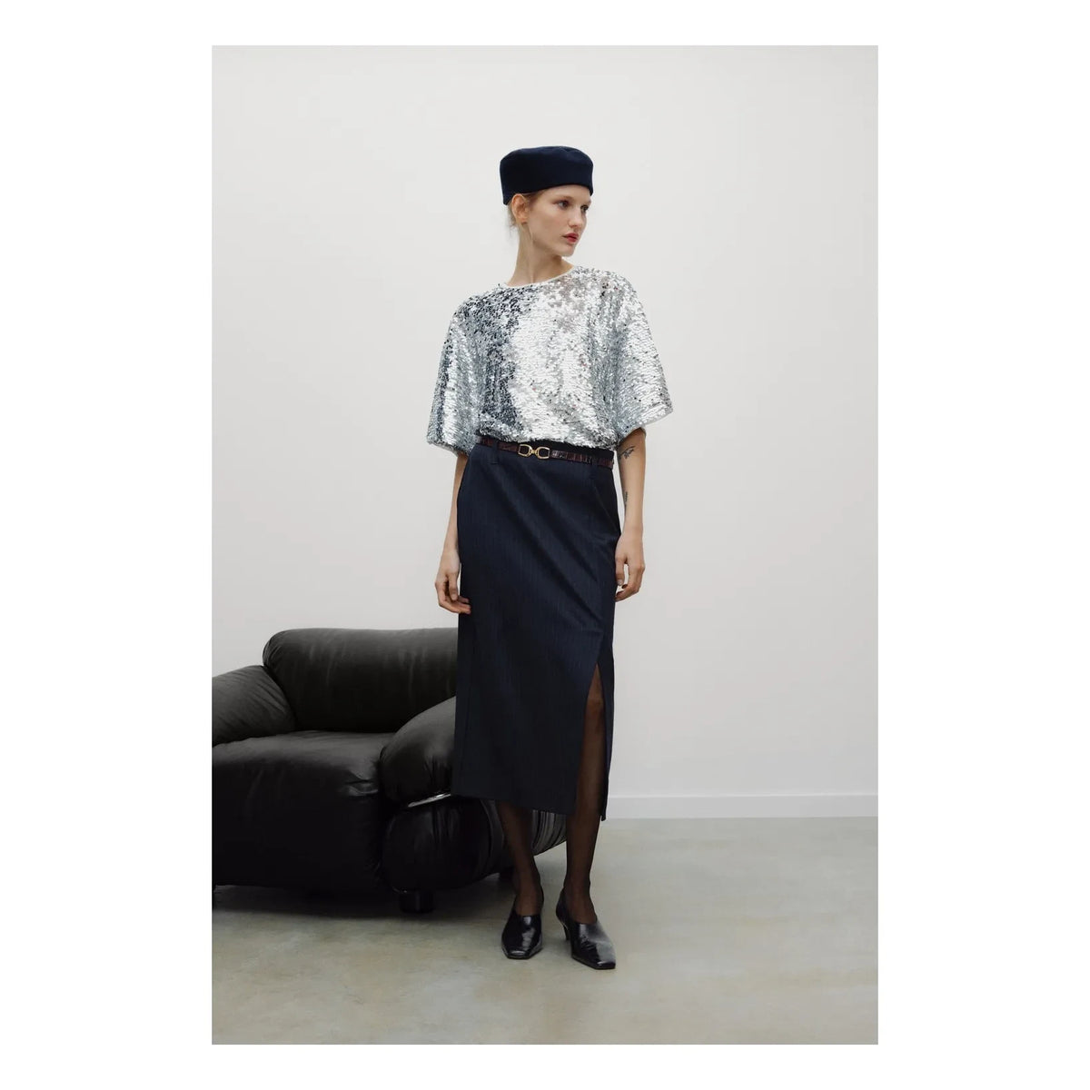 the new society - Muse Sequined Blouse | Silver