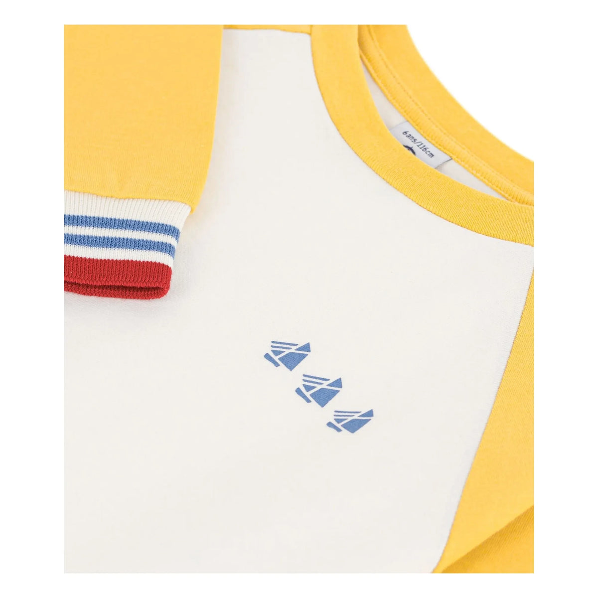 Petit Bateau - Colorblock Boat Neck Organic Cotton T-Shirt | Yellow